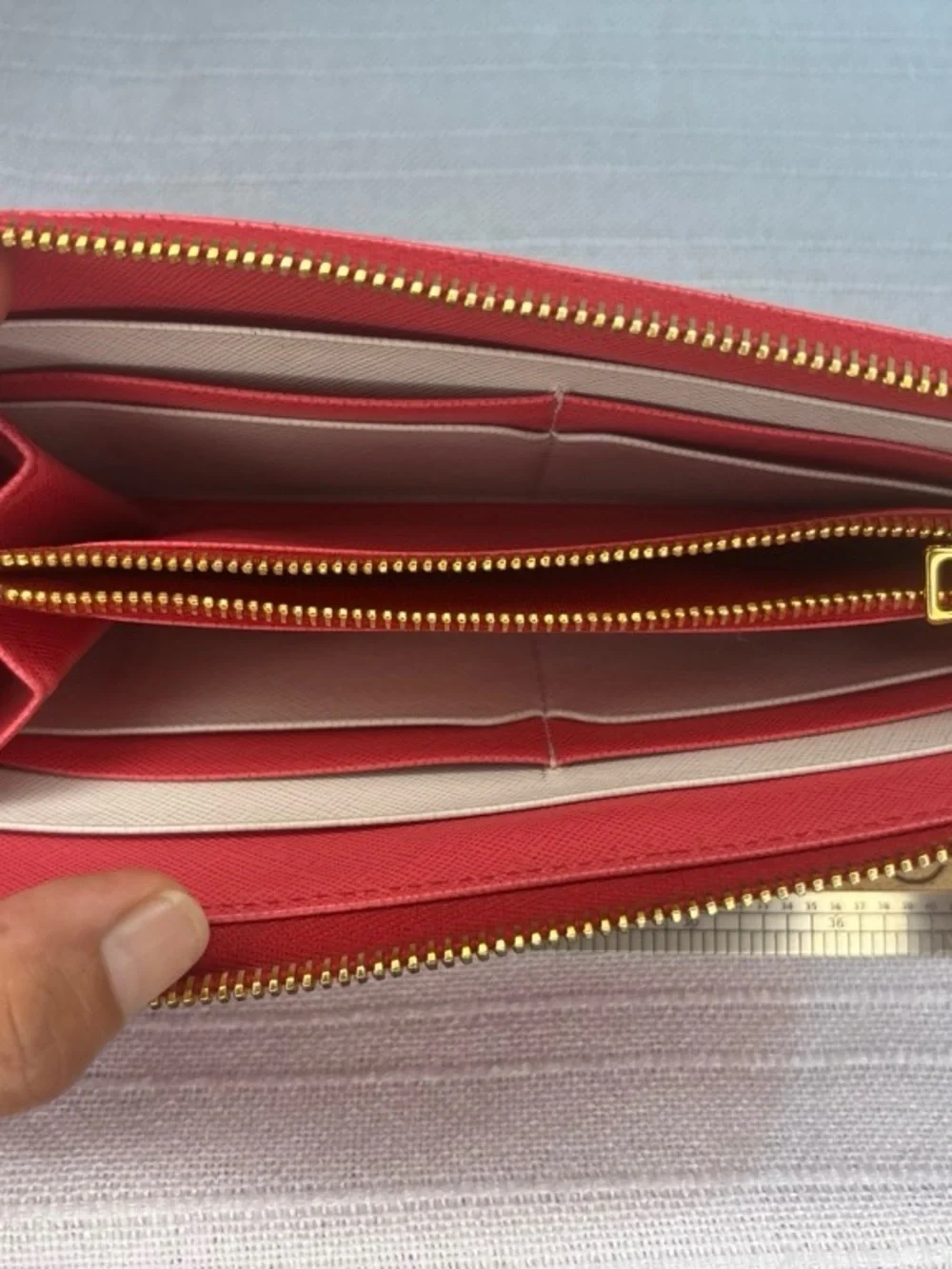 Prada Saffiano Leather Zip Around Wallet Pink OS Luxury